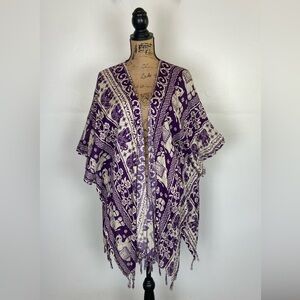 Kathmandu Imports Women's Duster Kimono One Size Color Purple Elephant Print